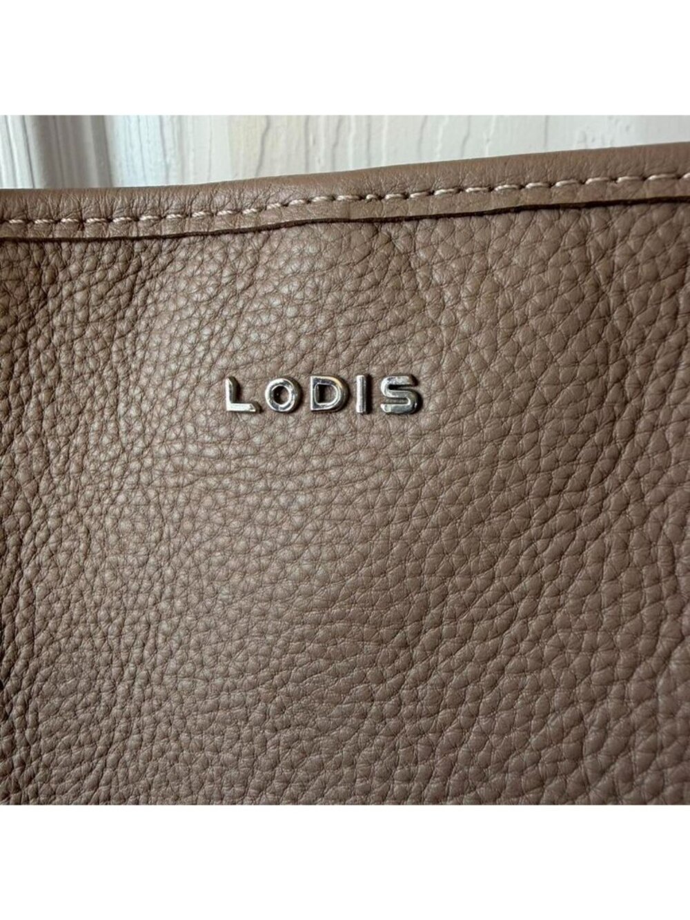 Lodis Brown Leather Tote Bag - Picture 2 of 8